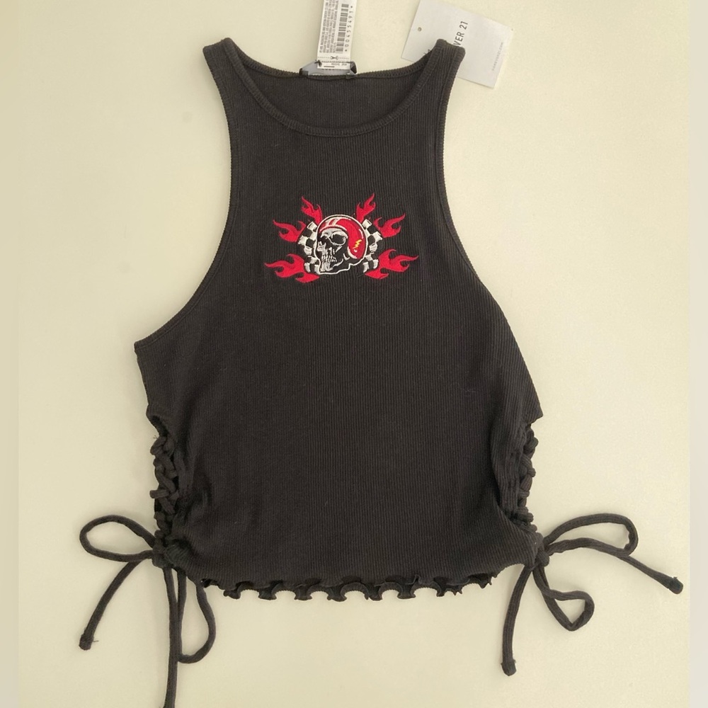 Forever 21 Black Top with Red Skull Graphic